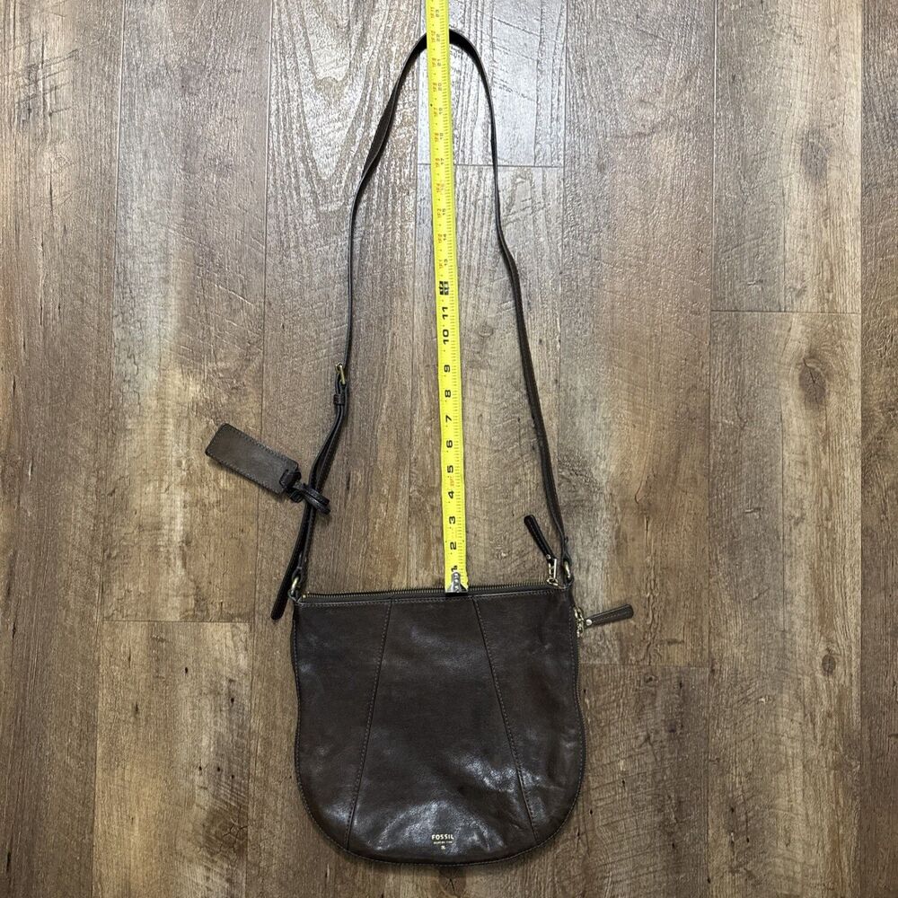 Fossil Gwen Saddle Bag Crossbody Leather Expandable Brown Purse - Picture 12 of 16